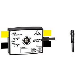 Distribuidor pasivo ASi-AUX a 1 x Zócalo de cable a presión M8, recto, 4 polos, profundidad 19 mm, IP67