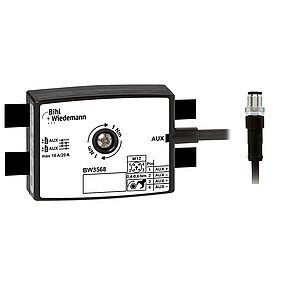 Distribuidor pasivo AUX a 1 x enchufe de cable de alimentación M12, recto, codificado en T, 4 polos, profundidad 25 mm, IP67