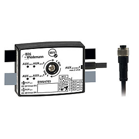 Distribuidor pasivo AUX a 1 x toma de cable de alimentación M12, recta, codificada en T, 4 polos, profundidad 25 mm, IP67