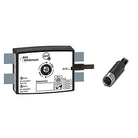 Distribuidor pasivo AUX a 1 x tomas de cable de alimentación M12, rectas, codificadas en L, 4 polos, profundidad 25 mm, IP67